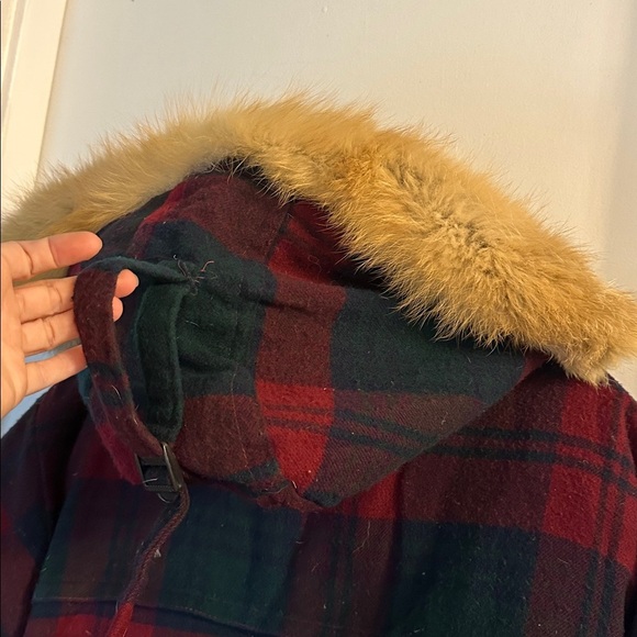 Vintage TRIPLE F.A.T. GOOSE Jacket Men's L Plaid Parka Puffer Duck Down Fur warm - Picture 7 of 7
